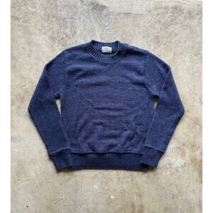 Vintage 1970s Navy Blue 100% Acrylic Ribbed Knit Sweater Size Mens Small/XS